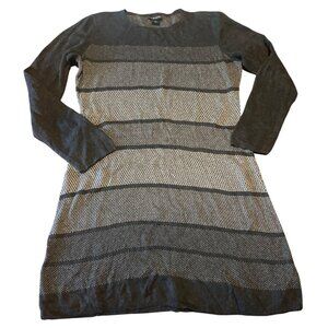 Cynthia Rowley Long Sleeve Striped Sweater Dress Gray White Casual Womens XL